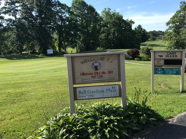 The welcome sign for the Hillsboro Elks Golf Course